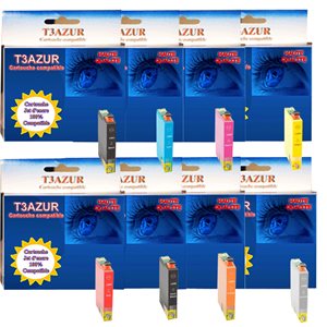 T3AZUR - Lot de 8 Cartouches compatibles pour Epson T1590-T1599 XLT3AZUR - 