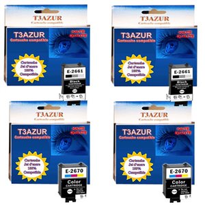 T2661/T2670XL - Lot de 4 Cartouches compatibles pour Epson WorkForce WF100W / WF-100W / WF 100W