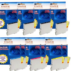 T3AZUR - Lot de 10 cartouches compatibles Epson T0551/ T0552/ T0553/ T0554 