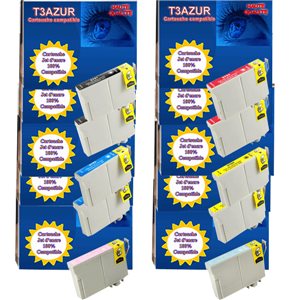 T3AZUR - Lot de 10 Cartouche compatible Epson T0791/2/3/4/5/6