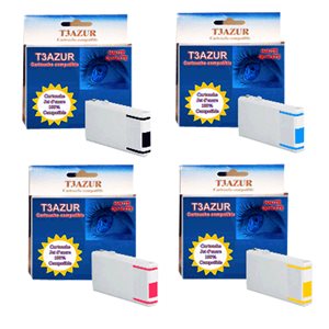   T3AZUR - Lot de 4 cartouches compatibles Epson T7011/ T7012 / T7013 / T7014 XXL