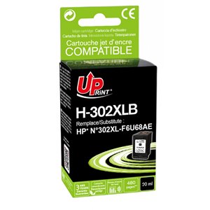 Uprint -Cartouche compatible pour HP n°302 XL (F6U68AE) - Noire 