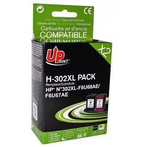 Uprint -Lot de 2 Cartouches compatibles pour HP n°302 XL 