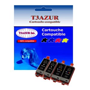 T3AZUR - Lot de 4 Cartouches Compatibles Canon PGI-35 / CLI-36