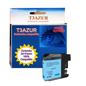 T3AZUR - Cartouche compatible pour Brother LC225XL Cyan
