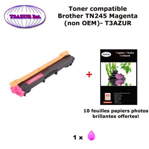 Toner compatible Brother TN245 Magenta pour imprimante Brother MFC 9140CDN 9330CDW 9340CDW 9340CW+ 10f A6 brillants - T3AZUR 