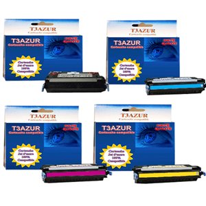 T3AZUR - Lot de 4 Toner/Laser générique HP Q7560A / Q7561A / Q7562A / Q7563A