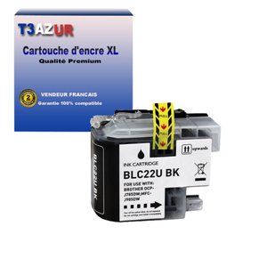 T3AZUR - Cartouche compatible avec Brother DCP-J785DW, MFC-J985DW, LC22U XL Noire  
