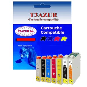 T3AZUR - Lot de 9 Cartouche compatible EPSON T0870 - T0879 16ml