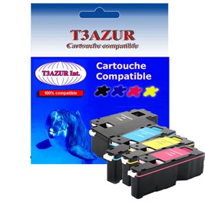 T3AZUR -Lot de 4 Toner générique pour DELL C1760 