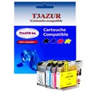 T3AZUR - Lot de 4 Cartouches compatibles Brother LC12E