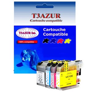 T3AZUR - Lot de 4 Cartouches compatibles Brother LC12E