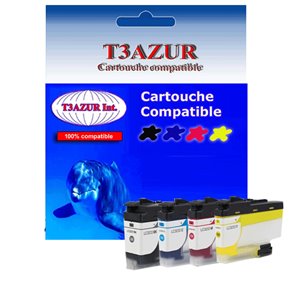 T3AZUR - Lot de 4 Cartouches compatibles Brother LC3233 (LC-3233)  XL 