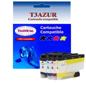 T3AZUR - Lot de 4 Cartouches compatibles Brother LC3237 (LC-3237) XL 