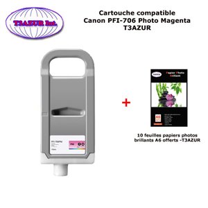 Cartouche compatible Canon iPF 8300, iPF 8300S, iPF 8400, iPF 8400S, PFI 706 Light Magenta +10f PPA6 -T3AZUR