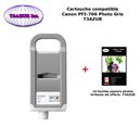 Cartouche compatible Canon  PFI706 , PFI-706, PFI 706 Gris Clair +10f PPA6 -T3AZUR