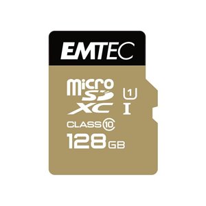 EMTEC Carte mémoire MicroSDHC 128Go + adaptateur CL10 Gold+ UHS-I 85MB/s - Sous blister