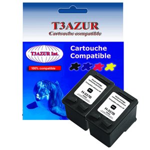 Lot de 2 Cartouches compatibles pour imprimante HP DeskJet 6940, 6943 (337) Noire 18ml - T3AZUR