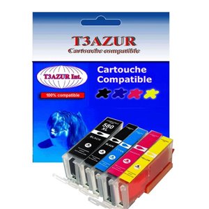 Lot de 5 Cartouches Compatibles pour Canon Pixma MG7750, MG7751, MG7752, MG7753 (1Bk/1PBk/1C/1M/1Y) - T3AZUR