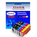 Lot de 5 Cartouches Compatibles pour Canon Pixma TR7500, TR7550, PGI580XXL, CLI581XL (1Bk/1PBk/1C/1M/1Y) - T3AZUR