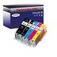 Lot de 5 Cartouches Compatibles pour Canon Pixma MG5750, MG5751, MG5752, MG5753 (1Bk/1PBk/1C/1M/1Y) - T3AZUR