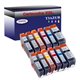 Lot de 12 Cartouches Compatibles pour Canon Pixma iP4850, iP4900, iP4950 (2Bk/2PBk/2C/2M/2Y/2GY) - T3AZUR