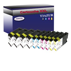 Lot de 10 cartouches compatibles pour Canon PGI2500XL (9266B001)  (4Bk/2C/2M/2Y) - T3AZUR