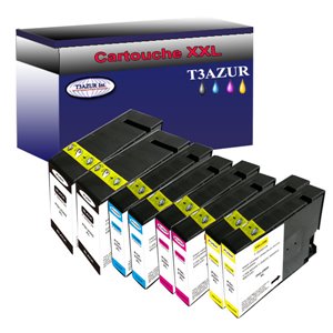 Lot de 8 cartouches compatibles pour Canon PGI2500XL (9266B001)  (2Bk/2C/2M/2Y) - T3AZUR