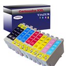 Lot de 10 Cartouches Compatibles pour Epson T0801 / T0802 / T0803 / T0804 / T0805 / T0806  - T3AZUR