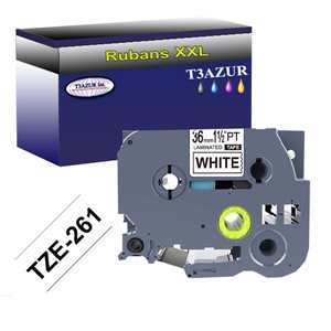Ruban pour étiquettes laminées génériques Brother TZe261 - Texte noir sur fond blanc - Largeur 36 mm x 8 mètres