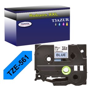 Ruban d'étiquettes laminées générique Brother TZe561 - Texte noir sur fond bleu - Largeur 36 mm x 8 mètres