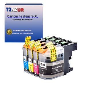 T3AZUR - Lot de 4 Cartouches compatibles pour Brother LC227 / LC225  XL