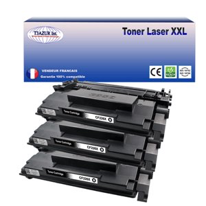 T3AZUR - Lot de 3 Toners génériques HP CF226X (26X) - 9 200p