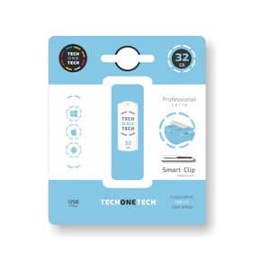 TechOneTech Clé USB Pro Smart Clip USB 2.0 Mémoire 32 Go - Blanche