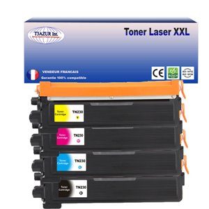 T3AZUR - Lot de 4 Toners Laser Brother compatibles TN-230