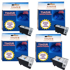 T3AZUR - Lot de 4 cartouches compatibles pour Epson T007-T009