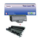 T3AZUR - Pack de Toner + Tambour Laser compatible Brother TN2120 + DR2100