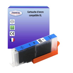 T3AZUR- Cartouche Compatible pour Canon CLI-551 XL Cyan (avec puce)