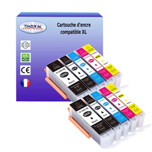 T3AZUR- Lot de 10 Cartouches compatibles pour Canon PGI-550 XL / CLI-551 XL (avec puce)