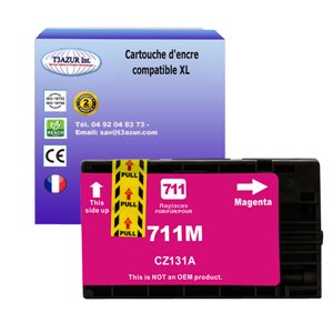 T3AZUR -Cartouche compatible pour HP711 XL (CZ131A) Magenta