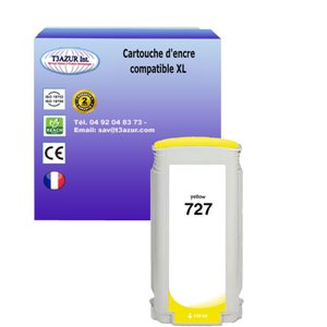 T3AZUR -Cartouche compatible HP n°727 (B3P21A) Jaune