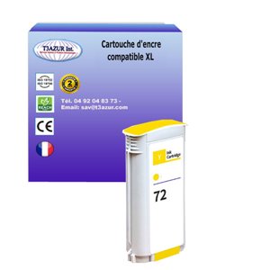 T3AZUR - Cartouche compatible pour HP n°72 (C9373A) - Jaune