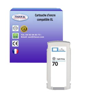 T3AZUR - Cartouche compatible pour HP 70 (C9451A)  - Gris Clair