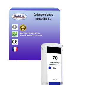 T3AZUR - Cartouche compatible pour HP 70 (C9458A)  - Bleu