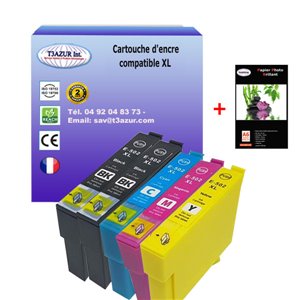 Lot de 5 Cartouches Compatibles pour Epson 502XL  - T3AZUR