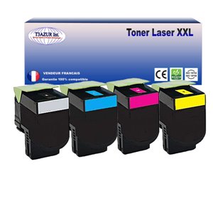 Lot de 4 Toners compatibles Lexmark CS317/ CX317/ CS417/ CX417 (Noir+Couleur)