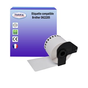 Rouleau de papier continu DK-22205 ,Brother compatible ,62 mm de large