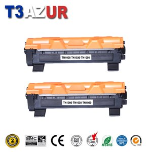 T3AZUR - Lot de 2 Toners Laser compatible pour Brother TN 1050