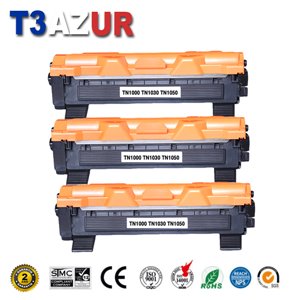 T3AZUR - Lot de 3 Toners Laser compatible pour Brother TN 1050