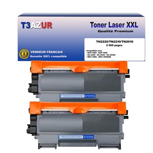 T3AZUR- Lot de 2 Toner Laser compatible Brother TN2220/ TN2210/ TN2010/ TN450 